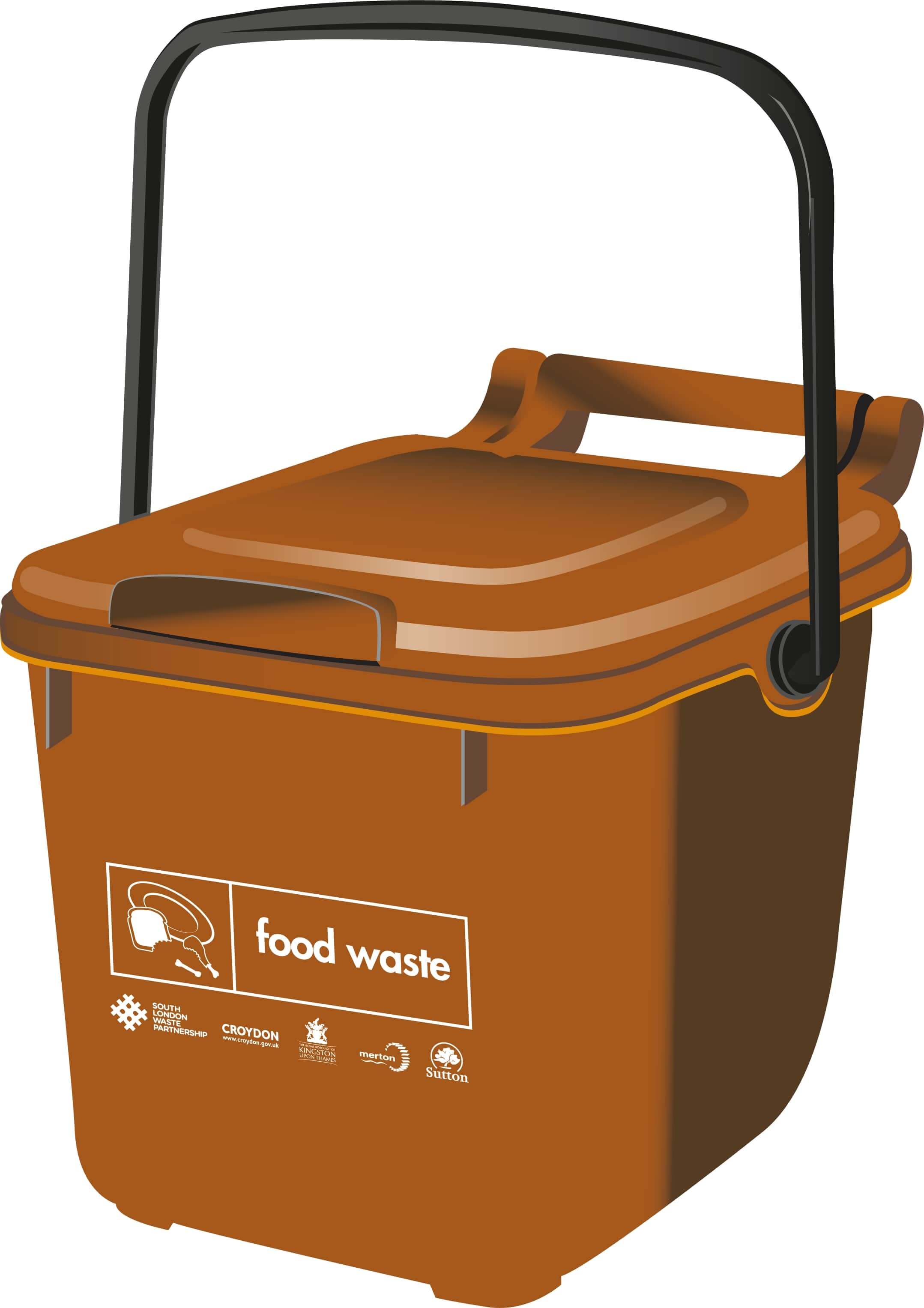 brown food waste bin kitchen