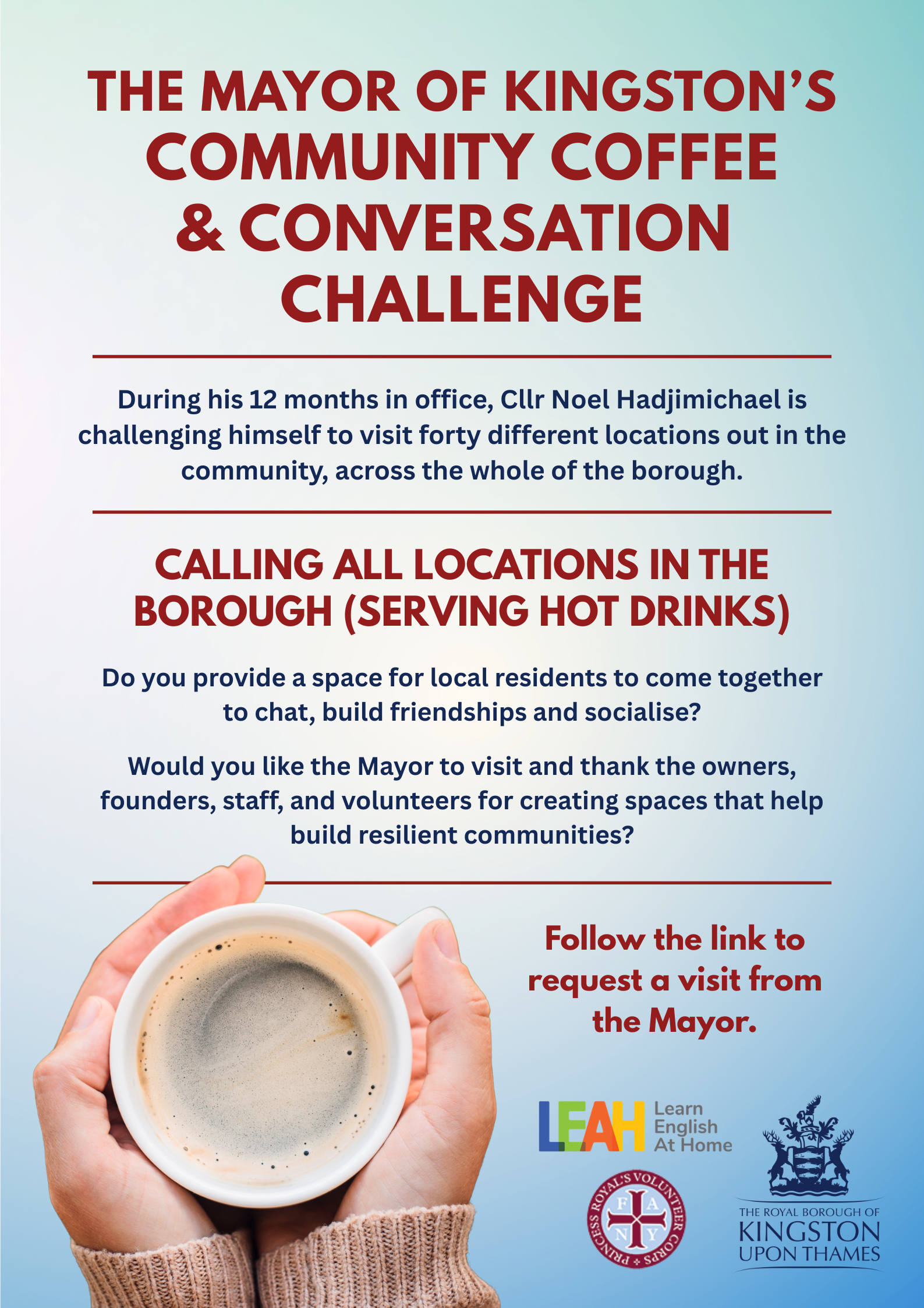 Book a Mayor coffee visit if you run a community space