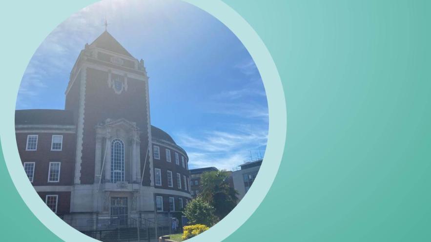 Council office Guildhall within a circular shape