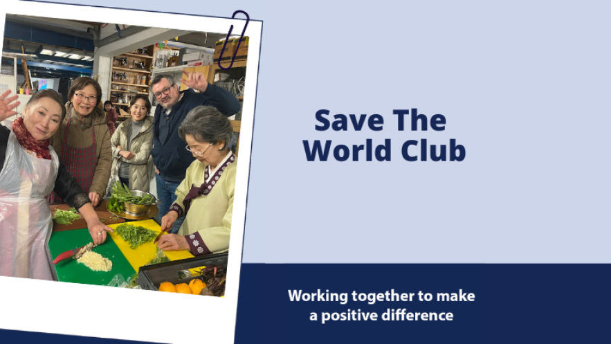 Save the World club members cooking