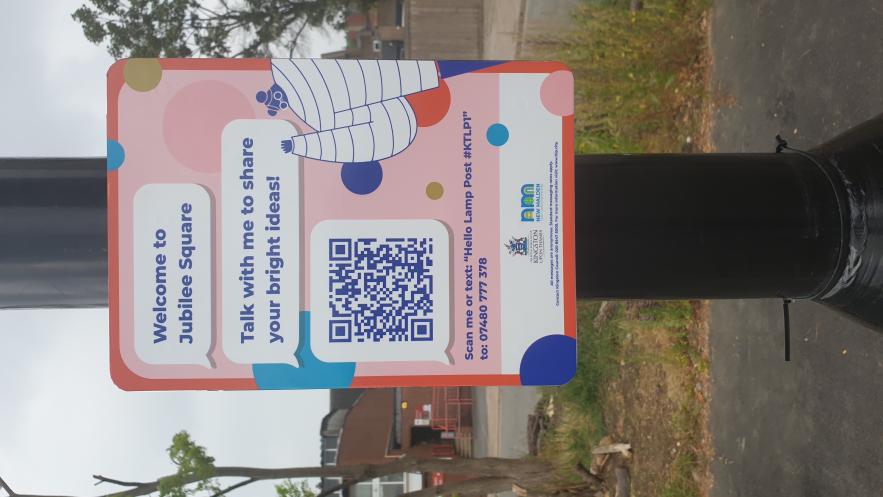 'Talking' lamp posts at New Malden's Jubilee Square